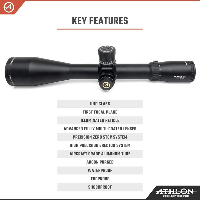 Athlon Optics Ares ETR Rifle Scope First Focal Plane 4.5-30x56mm Illuminated APLR2 MOA Reticle Black