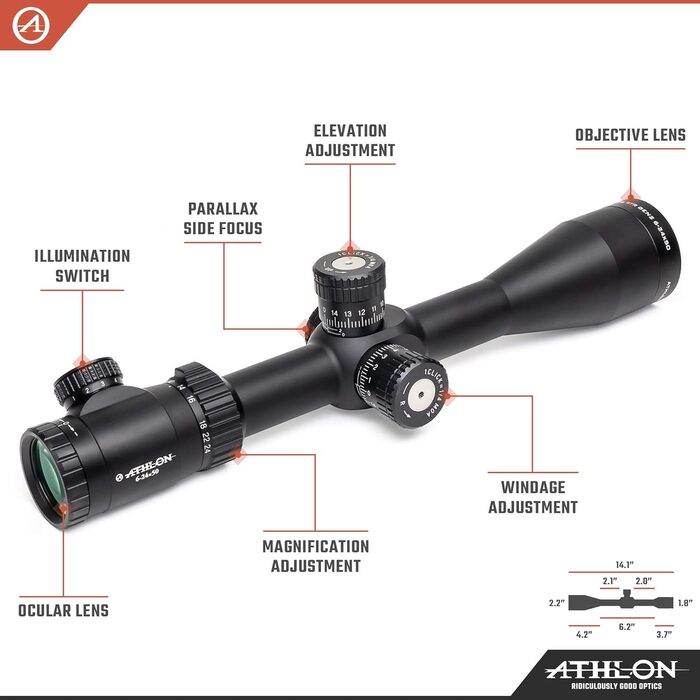 Athlon Optics Argos BTR Gen 2 Rifle Scope First Focal Plane 6-24x50mm Illuminated APLR2 MOA Reticle Black