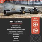 Athlon Optics Argos BTR Gen 2 Rifle Scope First Focal Plane 6-24x50mm Illuminated APLR2 MOA Reticle Black