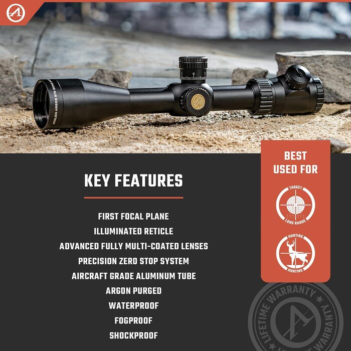 Athlon Optics Argos BTR Gen 2 Rifle Scope First Focal Plane 6-24x50mm Illuminated APLR2 MIL Reticle Black
