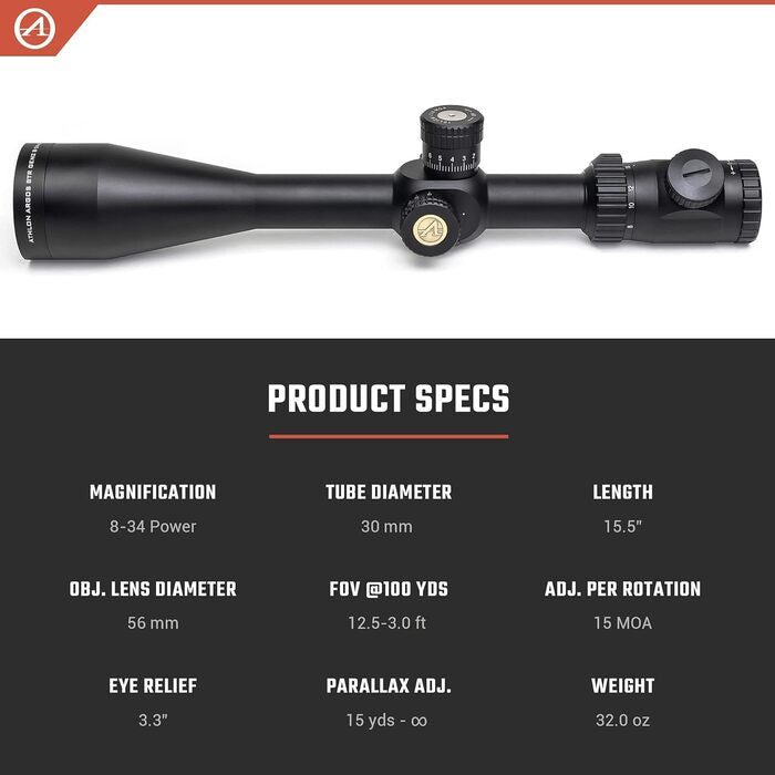 Athlon Optics Argos BTR Gen 2 Rifle Scope First Focal Plane 8-34x56mm Illuminated APLR2 MOA Reticle Black