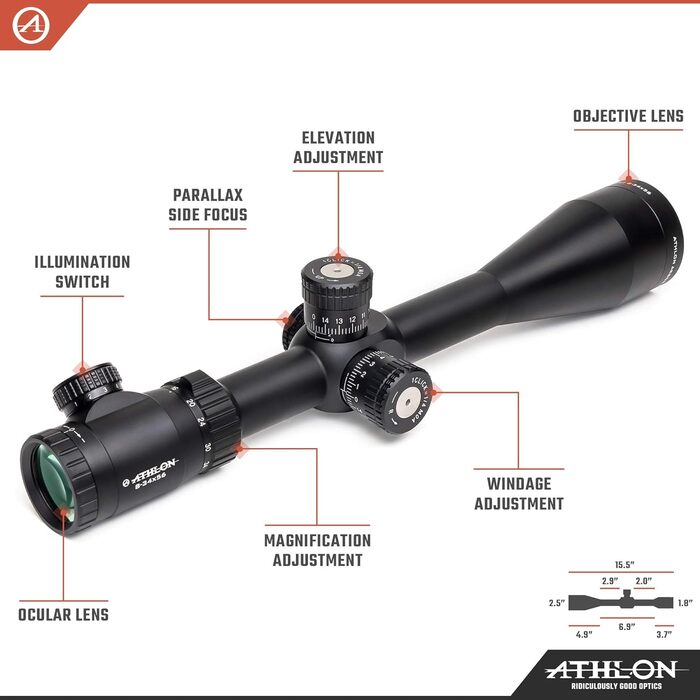 Athlon Optics Argos BTR Gen 2 Rifle Scope First Focal Plane 8-34x56mm Illuminated APLR2 MOA Reticle Black