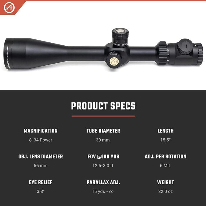 Athlon Optics Argos BTR Gen 2 Rifle Scope First Focal Plane 8-34x56mm Illuminated APMR MIL Reticle Black