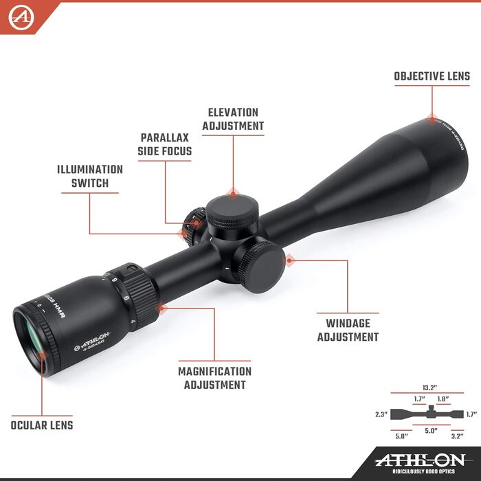 Athlon Optics Argos HMR Rifle Scope 4-20x50mm Illuminated BDC 600A Reticle Black