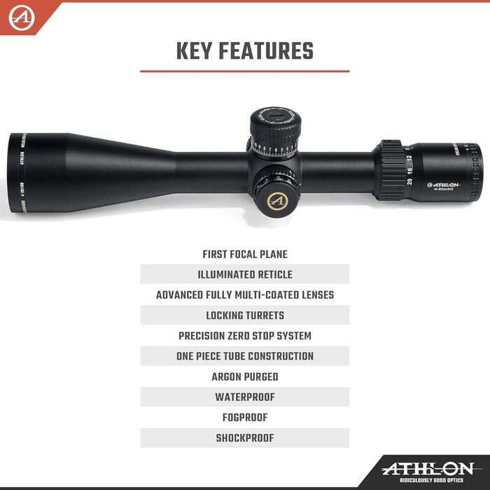 Athlon Optics Helos BTR Gen 2 Rifle Scope First Focal Plane 4-20x50mm Illuminated APLR6 MOA Reticle Black
