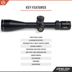 Athlon Optics Helos BTR Gen 2 Rifle Scope First Focal Plane 4-20x50mm Illuminated APLR6 MOA Reticle Black