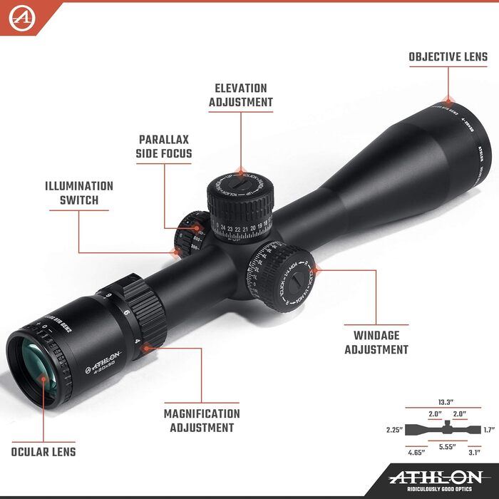 Athlon Optics Helos BTR Gen 2 Rifle Scope First Focal Plane 4-20x50mm Illuminated APLR6 MOA Reticle Black