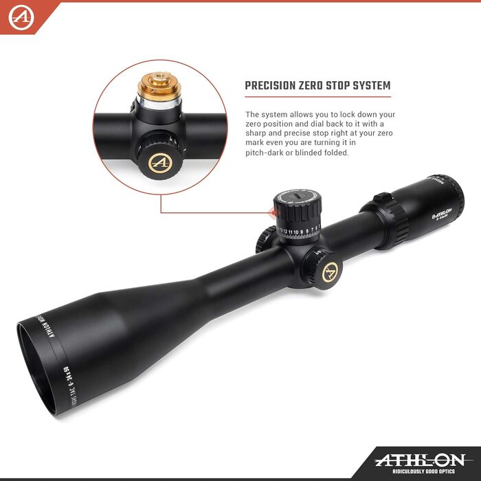 Athlon Optics Midas TAC Rifle Scope First Focal Plane 6-24x50mm APLR4 MOA Reticle Black