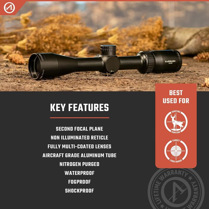 Athlon Optics Neos Rifle Scope 3-9x40mm BDC 22 Rimfire Reticle Black