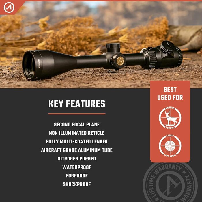 Athlon Optics Talos Rifle Scope 6-24x50mm Illuminated ATMR1 MIL Reticle Black