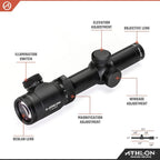 Athlon Optics Talos Gen 2 Rifle Scope 1-4x24mm Illuminated AHSR14 Reticle Black