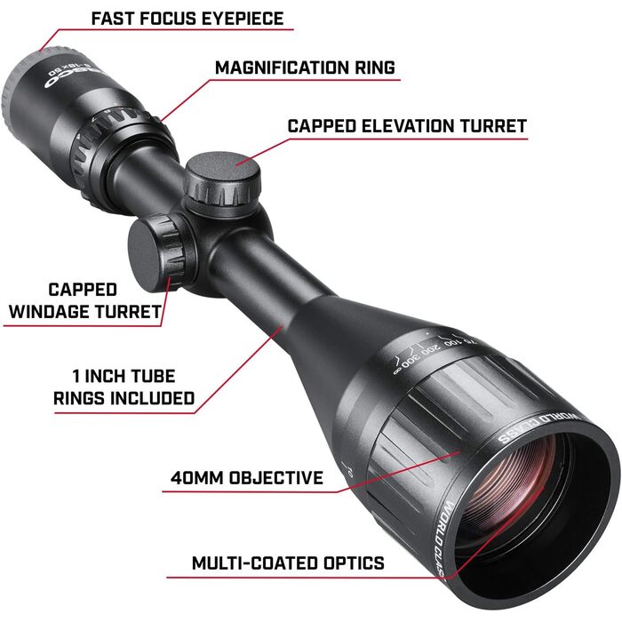 Tasco World Class Rifle Scope 4-12x40mm 30/30 Reticle Black