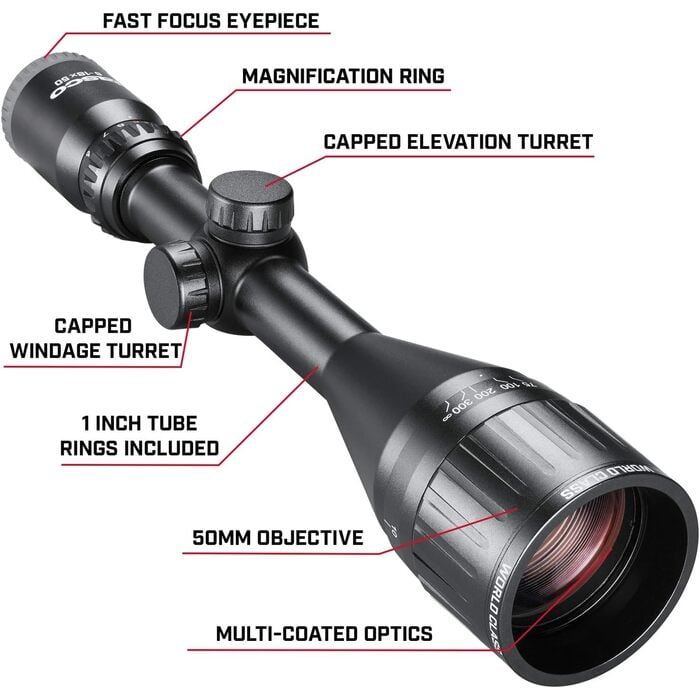 Tasco World Class Rifle Scope 3-9x50mm 30/30 Reticle Black
