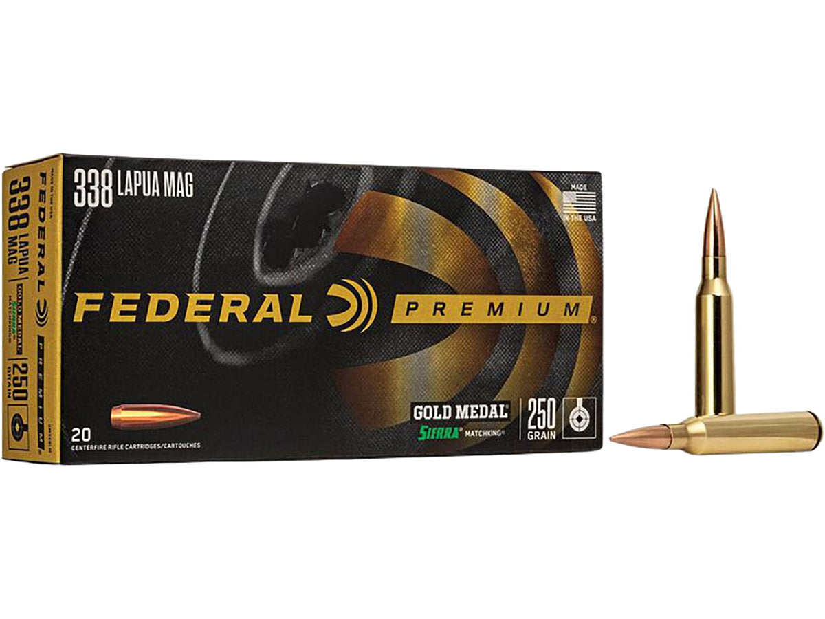 Federal Ammunition 338 Lapua Magnum 250 Grain Boat Tail Hollow Point 20 Count
