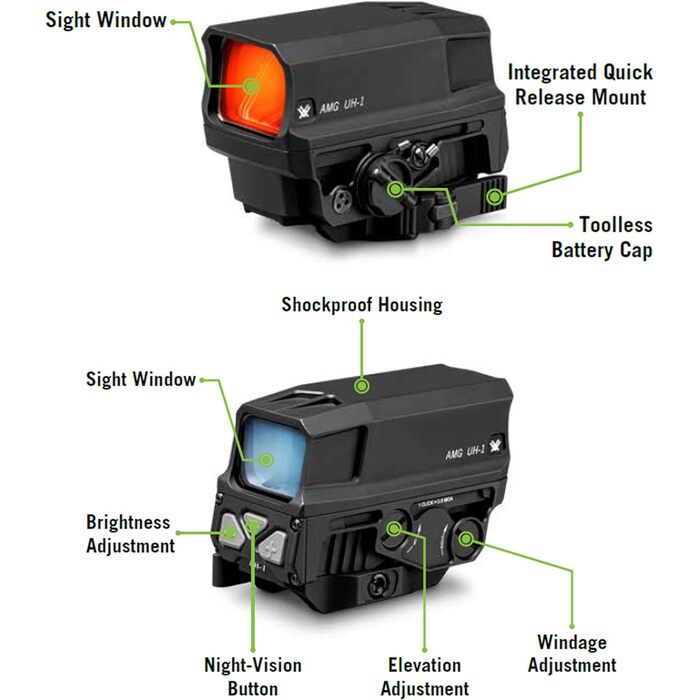 Vortex Optics Razor AMG UH-1 Gen II Holographic Sight 1x 1 MOA Dot Reticle