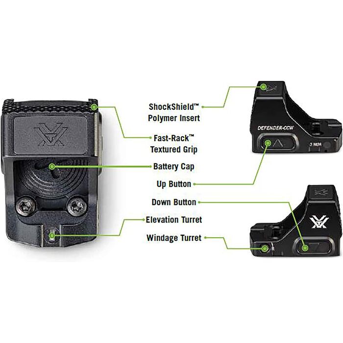 Vortex Optics Defender-CCW Micro Red Dot Sight 1x 3 MOA Dot Reticle