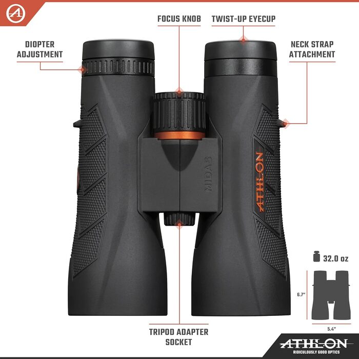 Athlon Optics Midas G2 UHD Binoculars 12x50mm Black
