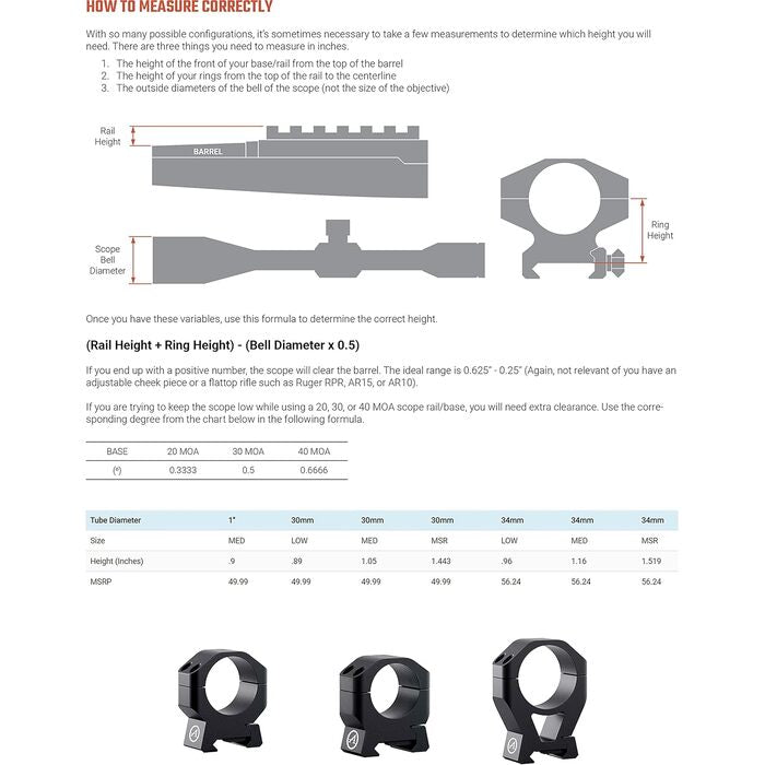 Athlon Optics Armor Picatinny Scope Rings Black 34mm Low