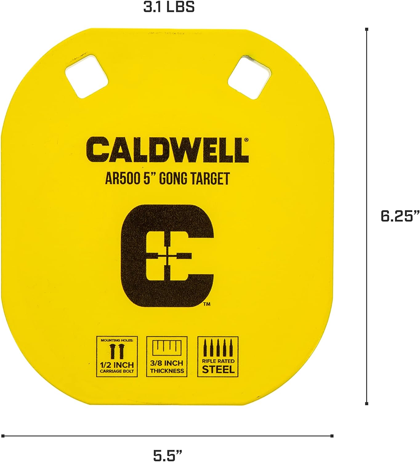 ‎Caldwell AR500 Gong Steel Target 5" 3/8" Thick