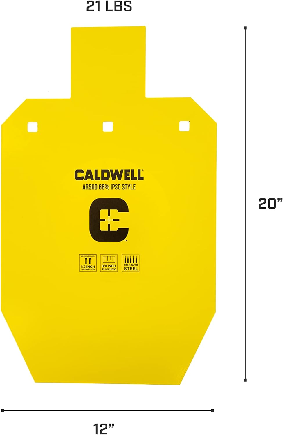 ‎Caldwell AR500 Silhouette Steel Target 20" x 12" 3/8" Thick