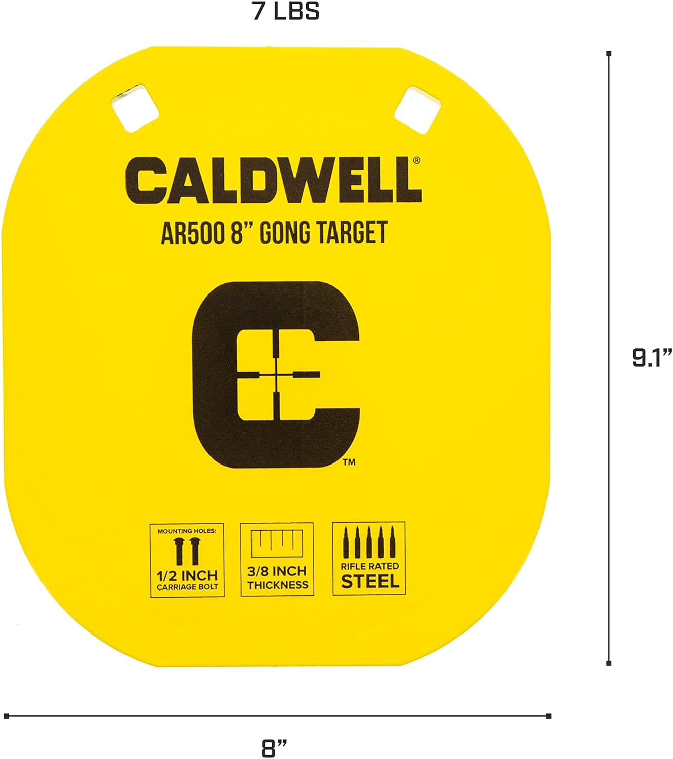 ‎Caldwell AR500 Gong Steel Target 9.1 x 8" 3/8" Thick