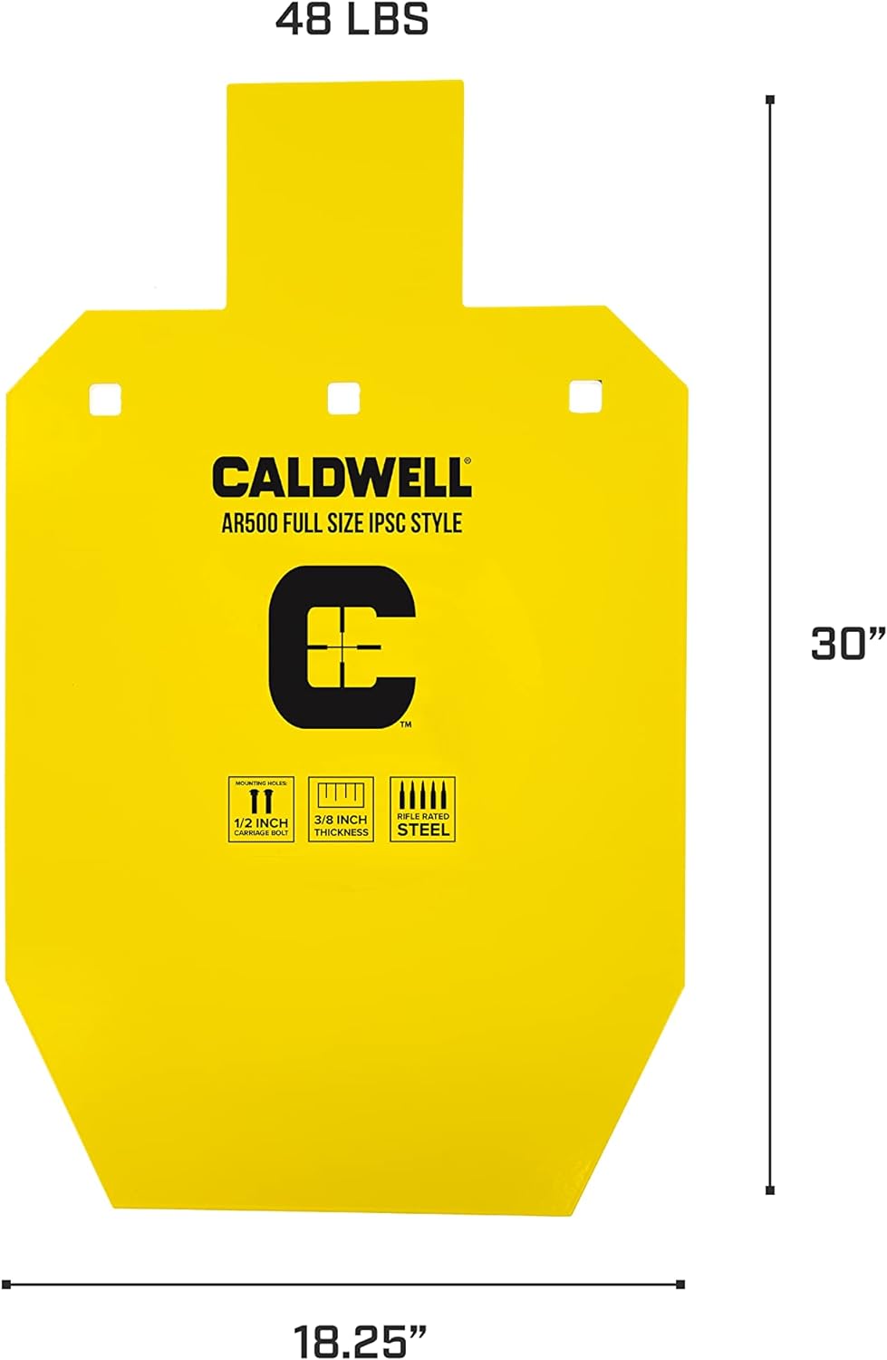 ‎Caldwell Full Size IPSC Gong Steel Plate Target 18" x 30" 3/8" Thick