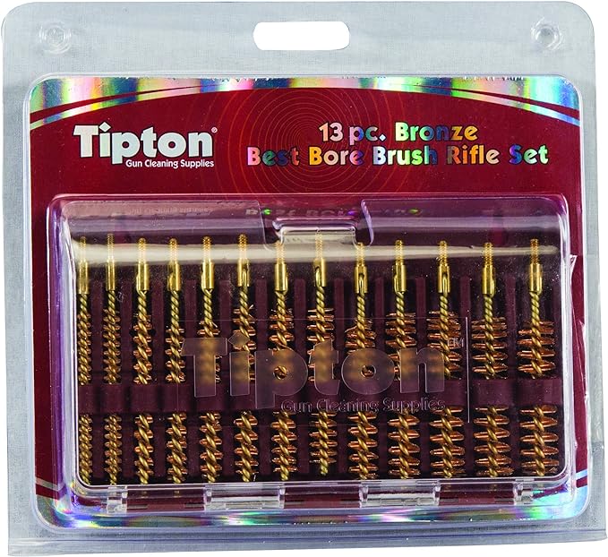 Tipton Best Rifle 13-Piece Bore Brush Set Bronze 17 - 45 Caliber 8-32 Thread (17 Caliber has 5-40 Thread)