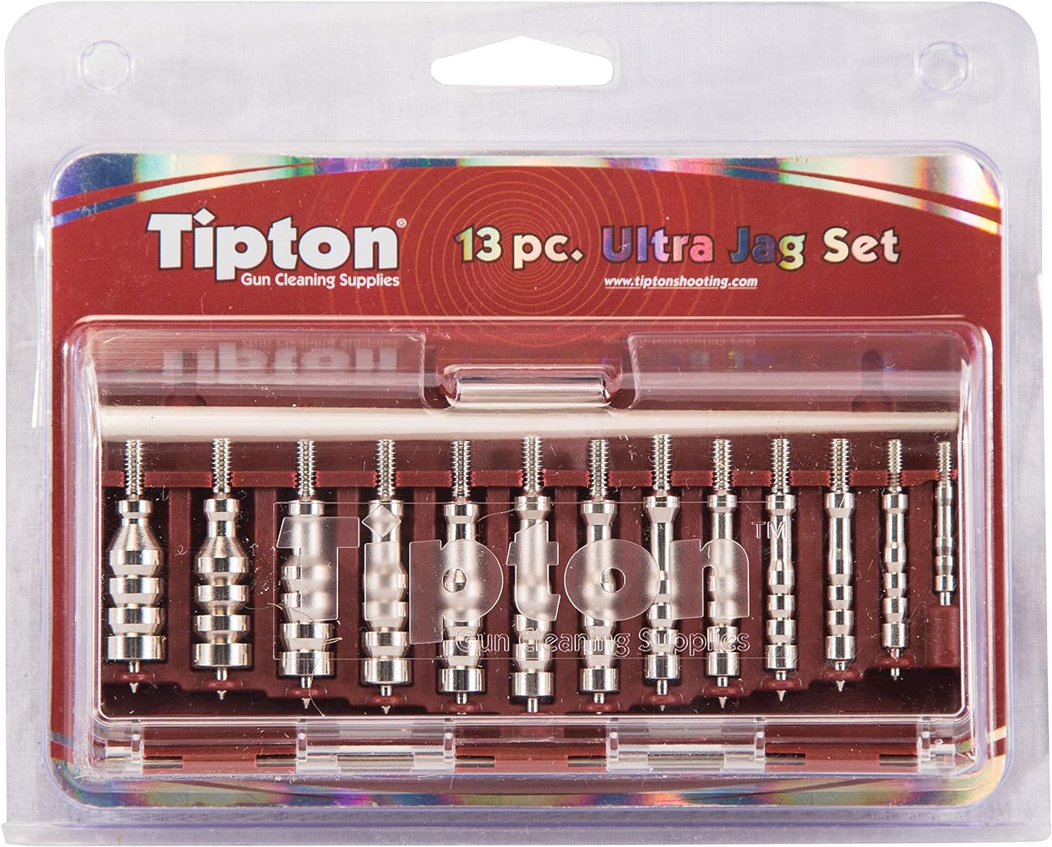 Tipton Ultra 13 Piece Cleaning Jag Set Nickel Plated Brass 17 - 45 Caliber 8-32 Thread (17 Caliber has 5-40 Thread)