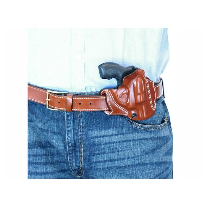 DeSantis Roscoe Cross Draw Cross Draw Holster Right Hand S&W J Frame 2" Premium Saddle Leather Tan