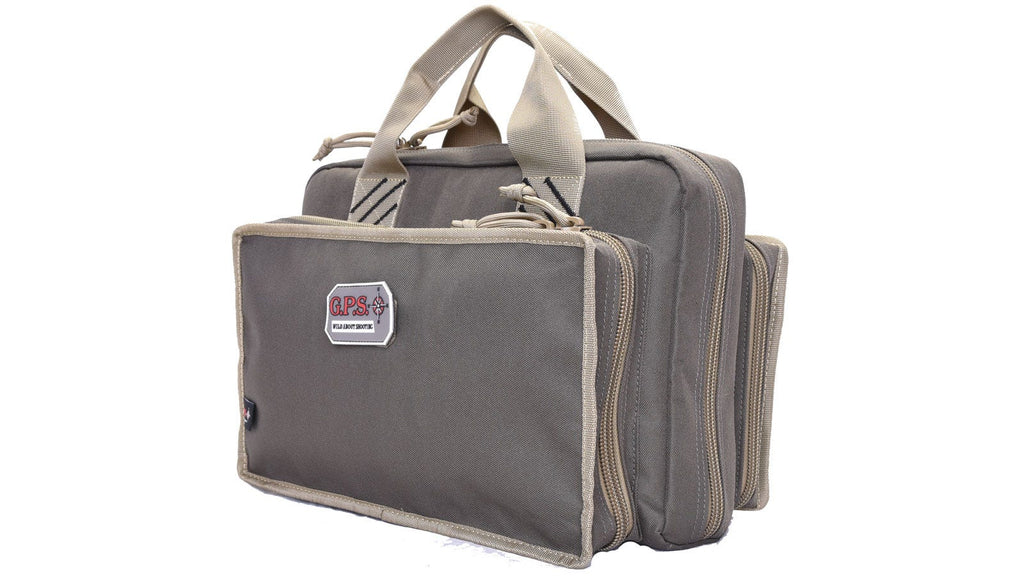 GPS Quad Pistol Range Bag with Mag Storage and Dump Cups Nylon Green/Khaki