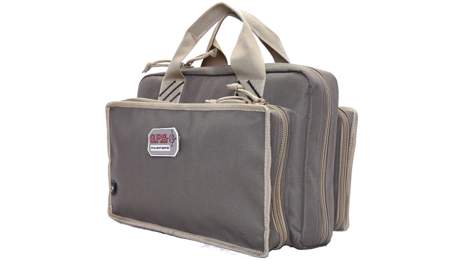 GPS Quad Pistol Range Bag with Mag Storage and Dump Cups Nylon Green/Khaki