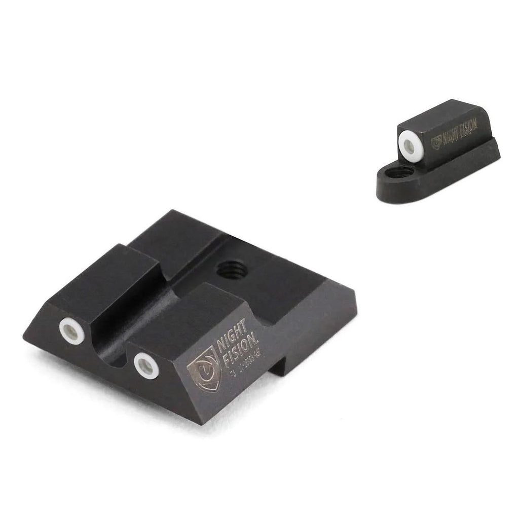 Night Fision Night Sight Set CZ P-07/P-09 White Front U Notch White Rear Rings Black Nitride