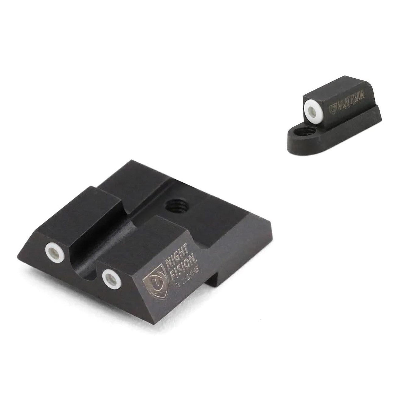 Night Fision Night Sight Set CZ P-07/P-09 White Front U Notch White Rear Rings Black Nitride