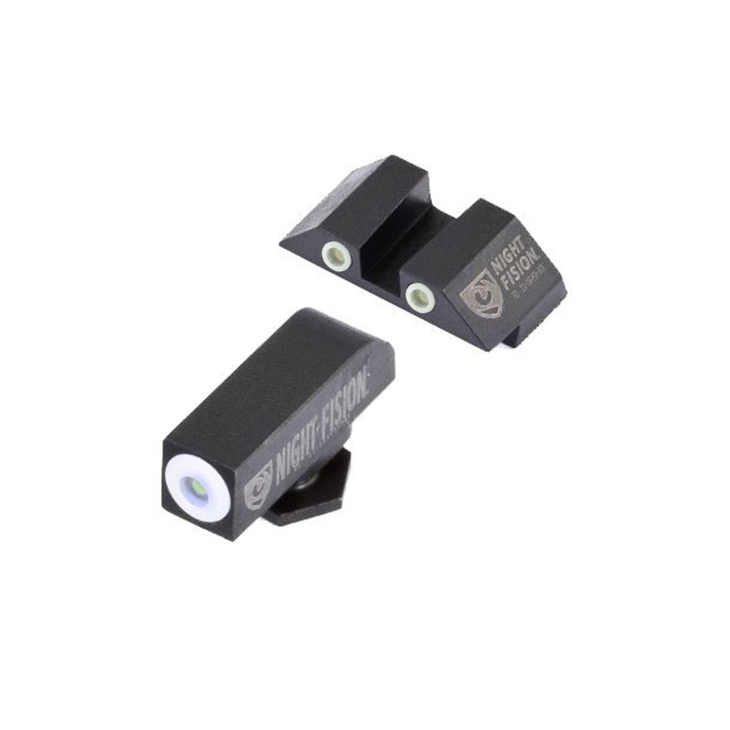 Night Fision Night Sight Set Glock 42/43/43X White Front White Rear Rings Black Nitride