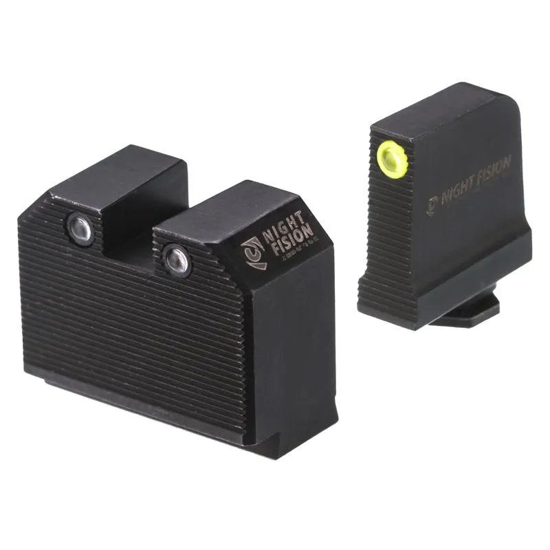 Night Fision Ready Stealth Night Sight Set Glock 17/19/34 w/ DPP/509t/Acro Yellow Front Black Nitride