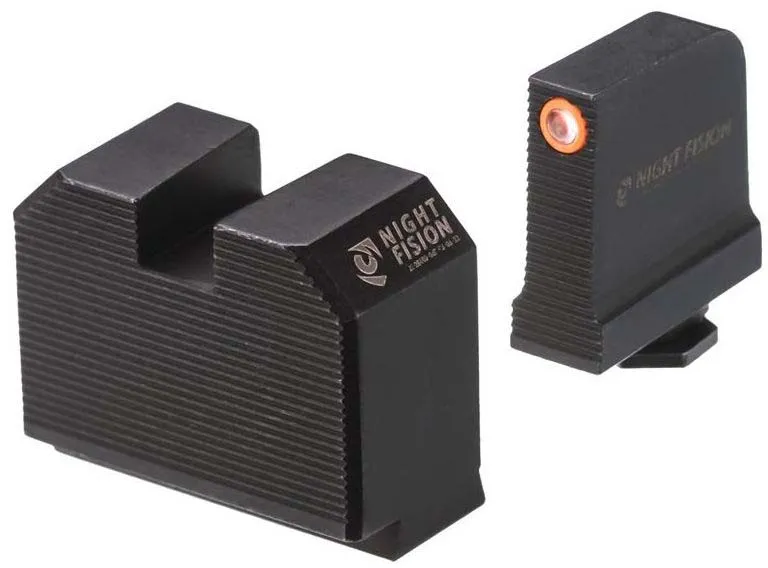 Night Fision Ready Stealth Night Sight Set Glock 17/19/34 w/ DPP/509t/Acro Orange Front Blank Rear Sight Black Nitride