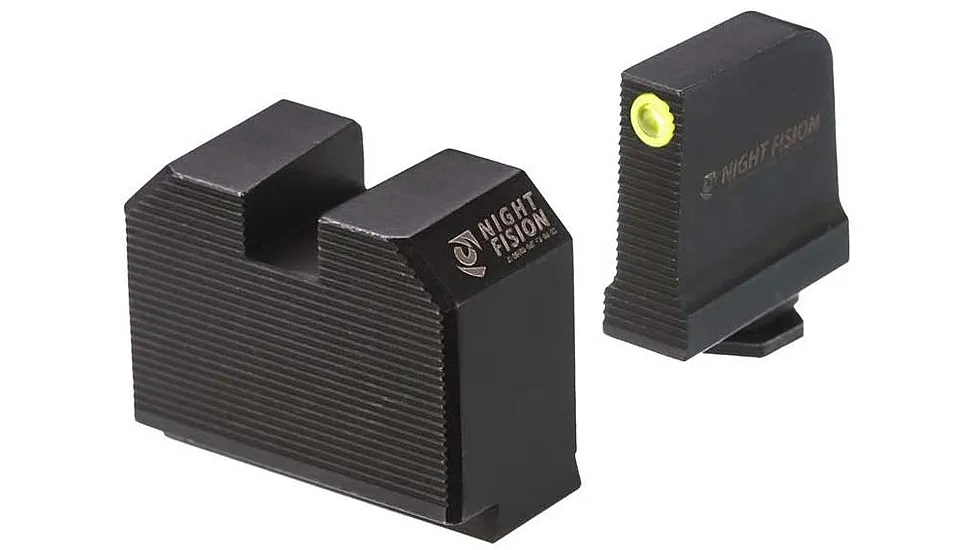Night Fision Ready Stealth Night Sight Set Glock 17/19/34 w/ DPP/509t/Acro Yellow Front Blank Rear Sight Black Nitride