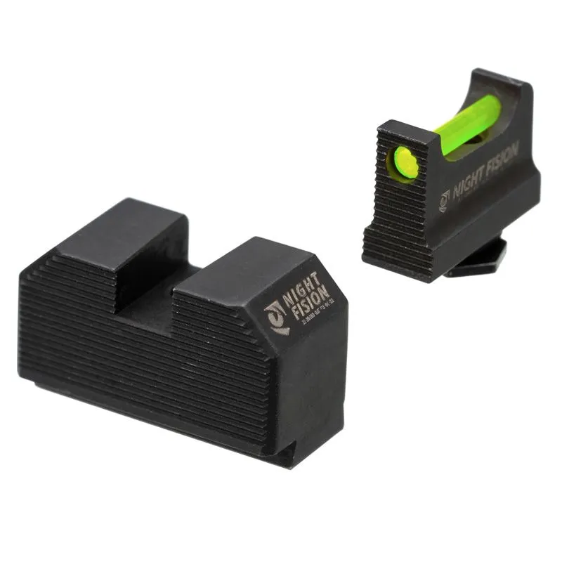 Night Fision Sight Set Glock 17/19/45/48 w/ RMR/507c/SRO/ACRO Green Front Black Nitride
