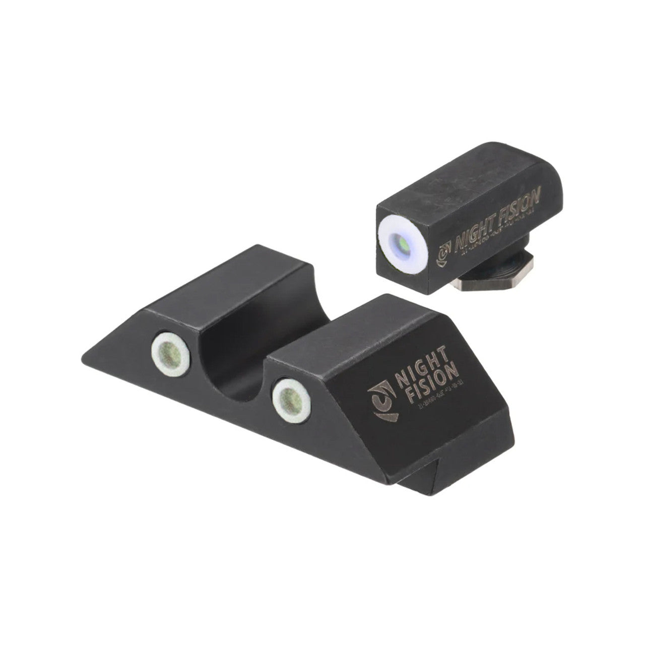 Night Fision Night Sight Set Glock 42/43/43X White Front U Notch White Rear Rings Black Nitride