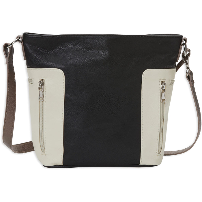 Bulldog Cases Hobo Crossbody Purse with Holster Ambidextrous Most Small Pistols & Revolvers Leather Black & Tan Medium