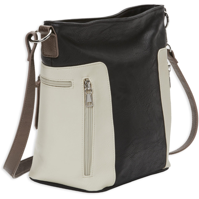 Bulldog Cases Hobo Crossbody Purse with Holster Ambidextrous Most Small Pistols & Revolvers Leather Black & Tan Medium