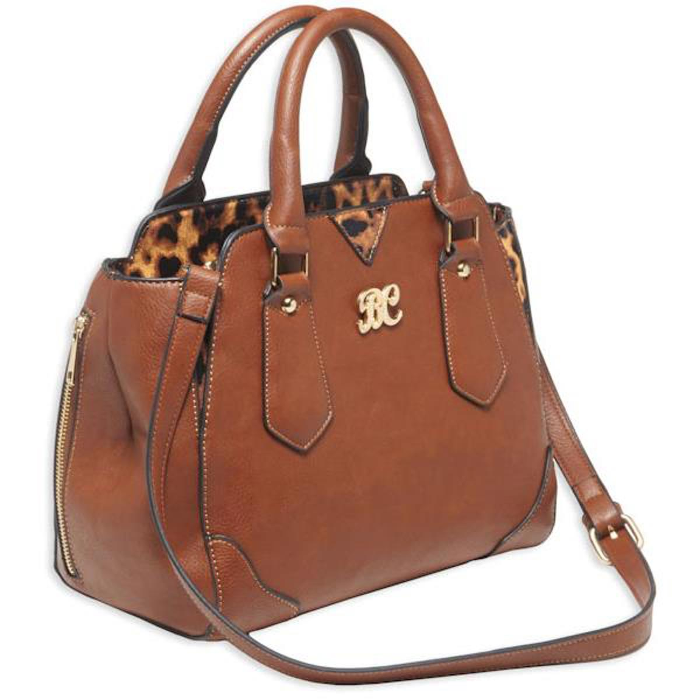 Bulldog Cases Satchel  Purse with Holster Ambidextrous Most Small Pistols & Revolvers Leather Chestnut Medium