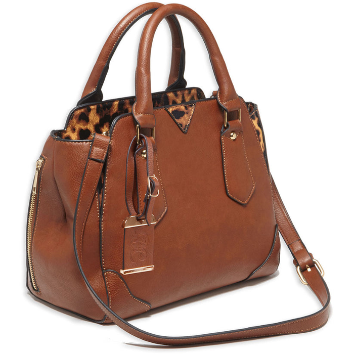 Bulldog Cases Satchel  Purse with Holster Ambidextrous Most Small Pistols & Revolvers Leather Chestnut Medium