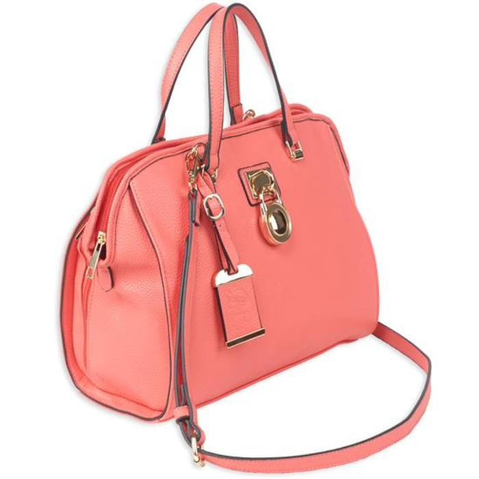 Bulldog Cases Satchel  Purse with Holster Ambidextrous Most Small Pistols & Revolvers Leather Coral Medium