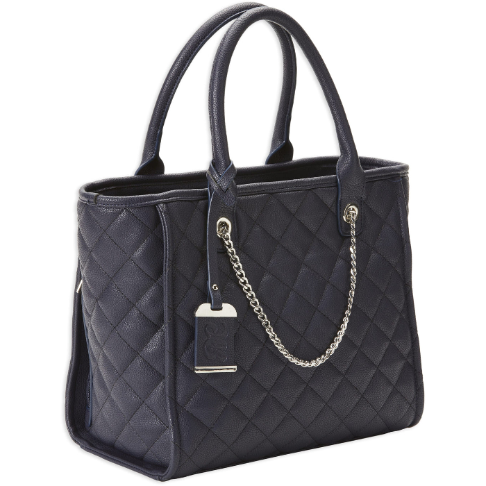 Bulldog Cases Quilted Tote  Purse with Holster Ambidextrous Most Small Pistols & Revolvers Leather Navy Medium