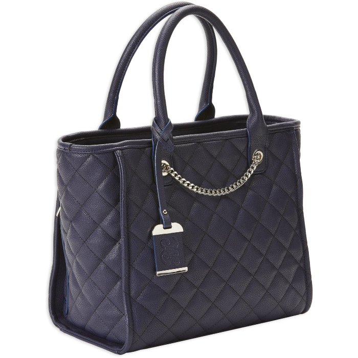 Bulldog Cases Quilted Tote  Purse with Holster Ambidextrous Most Small Pistols & Revolvers Leather Navy Medium