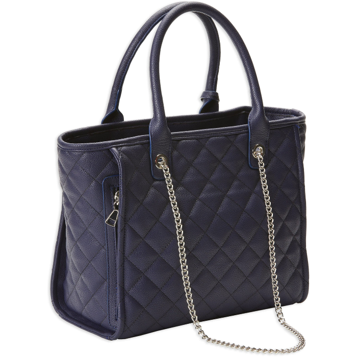 Bulldog Cases Quilted Tote  Purse with Holster Ambidextrous Most Small Pistols & Revolvers Leather Navy Medium