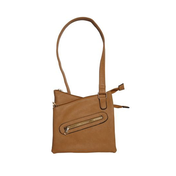 Bulldog Cases Cross Body  Purse with Holster Ambidextrous Most Small Pistols & Revolvers Leather Tan Medium