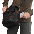 Bulldog Cases Urban Satchel with Tablet Storage Ambidextrous Most Small Pistols & Revolvers Leather Black Medium