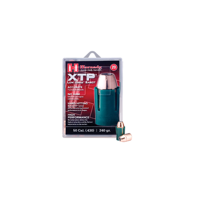 Hornady .430 Diameter 240 Grain Jacketed Hollow Point XTP Sabot 20 Count Bullets